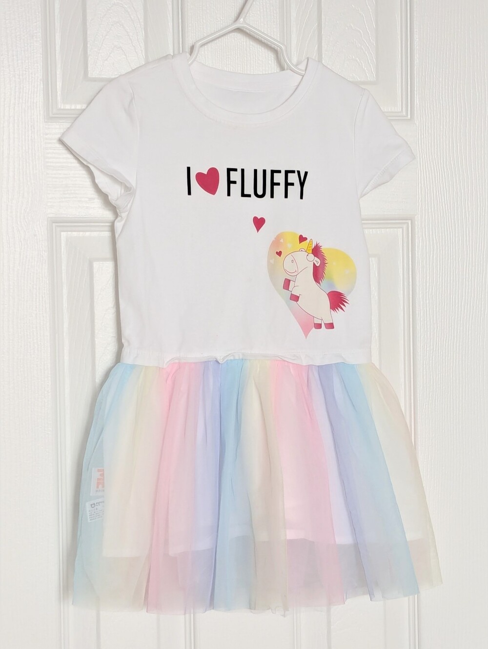 Despicable Me Girls' (4T) I ♥ Fluffy Unicorn Tutu Dress w/ Pastel Rainbow Skirt